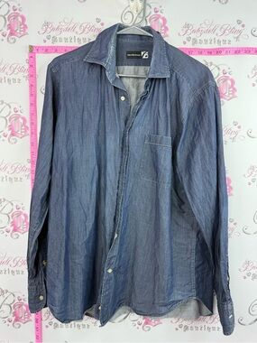 Saks Fifth Avenue denim look shirt Blue Men's Dress Shirt
